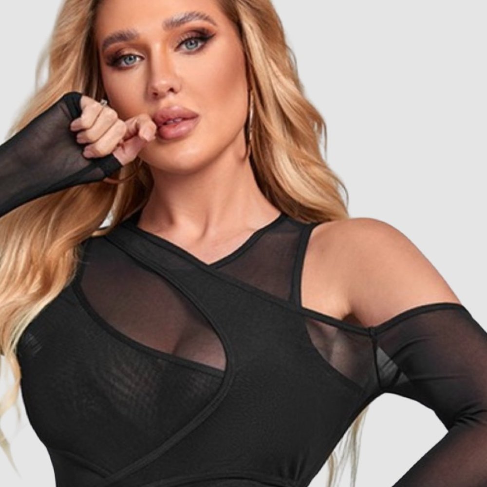 Black Mesh Body Suit